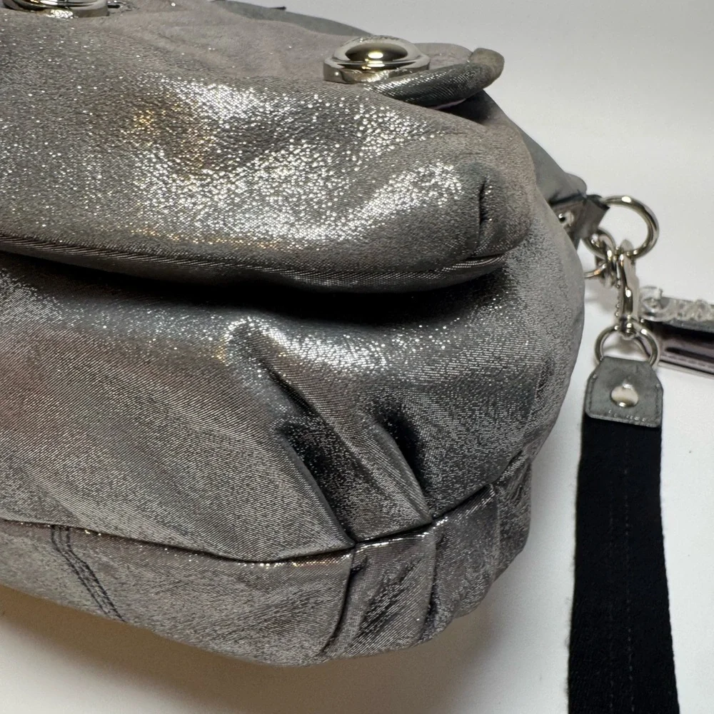 SOLD Coach Poppy Silver Metallic Double Pocket Satchel/Shoulder Bag #14561 – Y2K - Picture 10 of 14